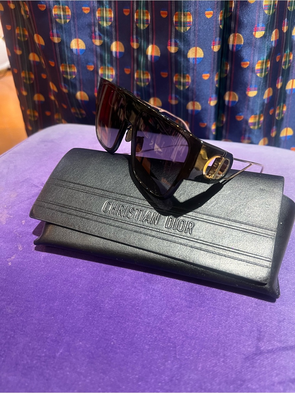 Dior Black and Gold Shield Sunglasses
